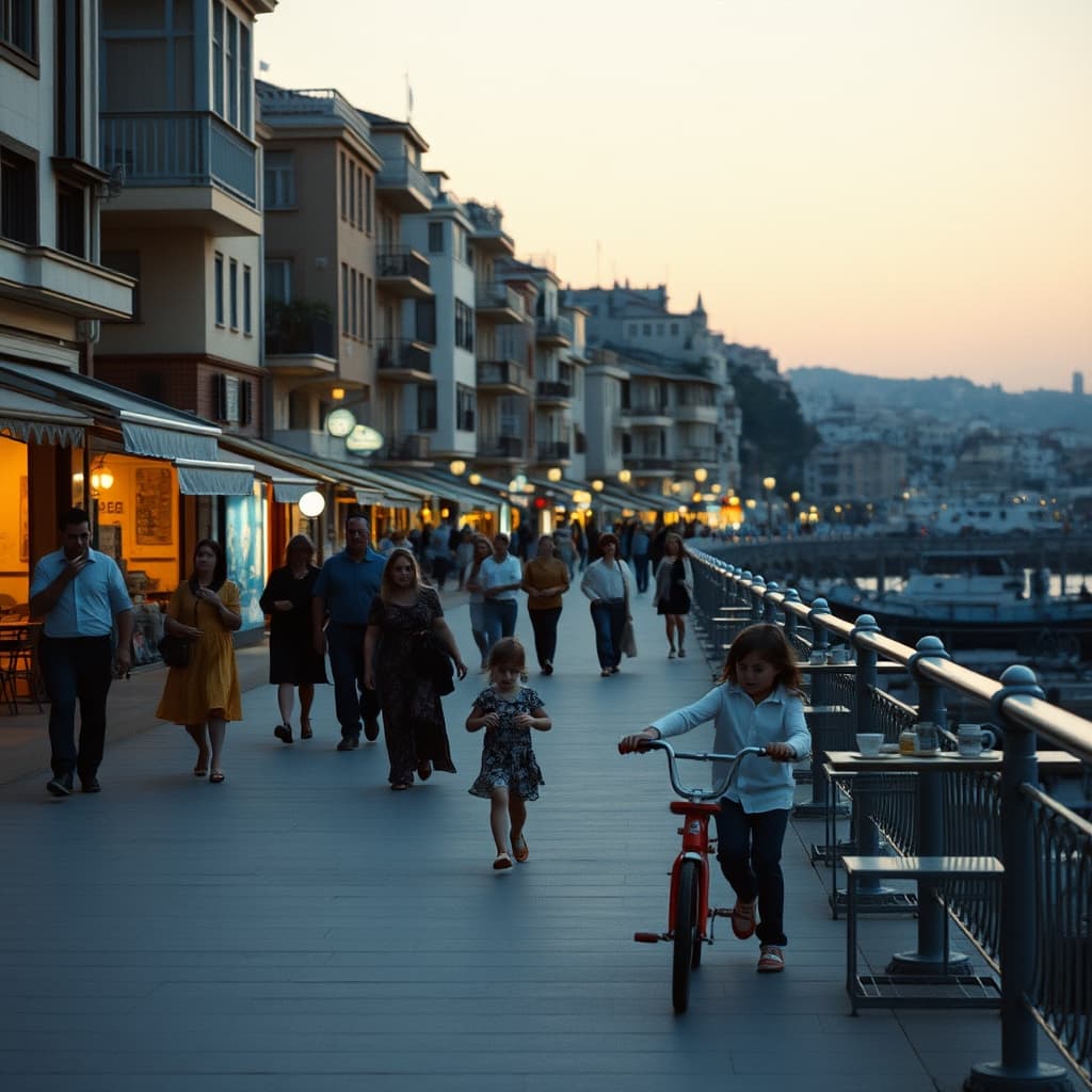 coastal-town-evening-walk-summer-memory