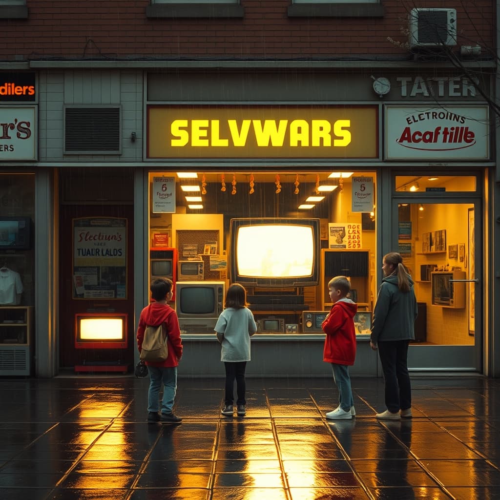 Hours Spent in Front of the Tube Television: Telling the Unforgotten Excitement of the Analog Age While Looking at Us from a Shop Window After the Spring Rain