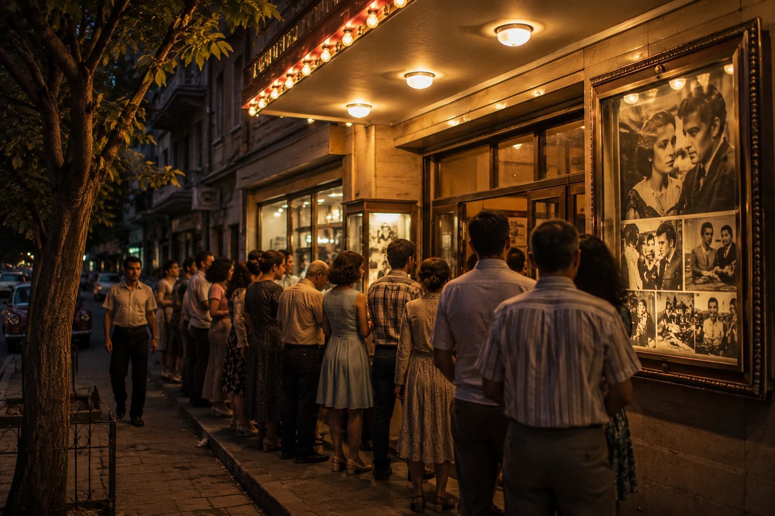 Cinema Queues On Holiday-Scented Evenings