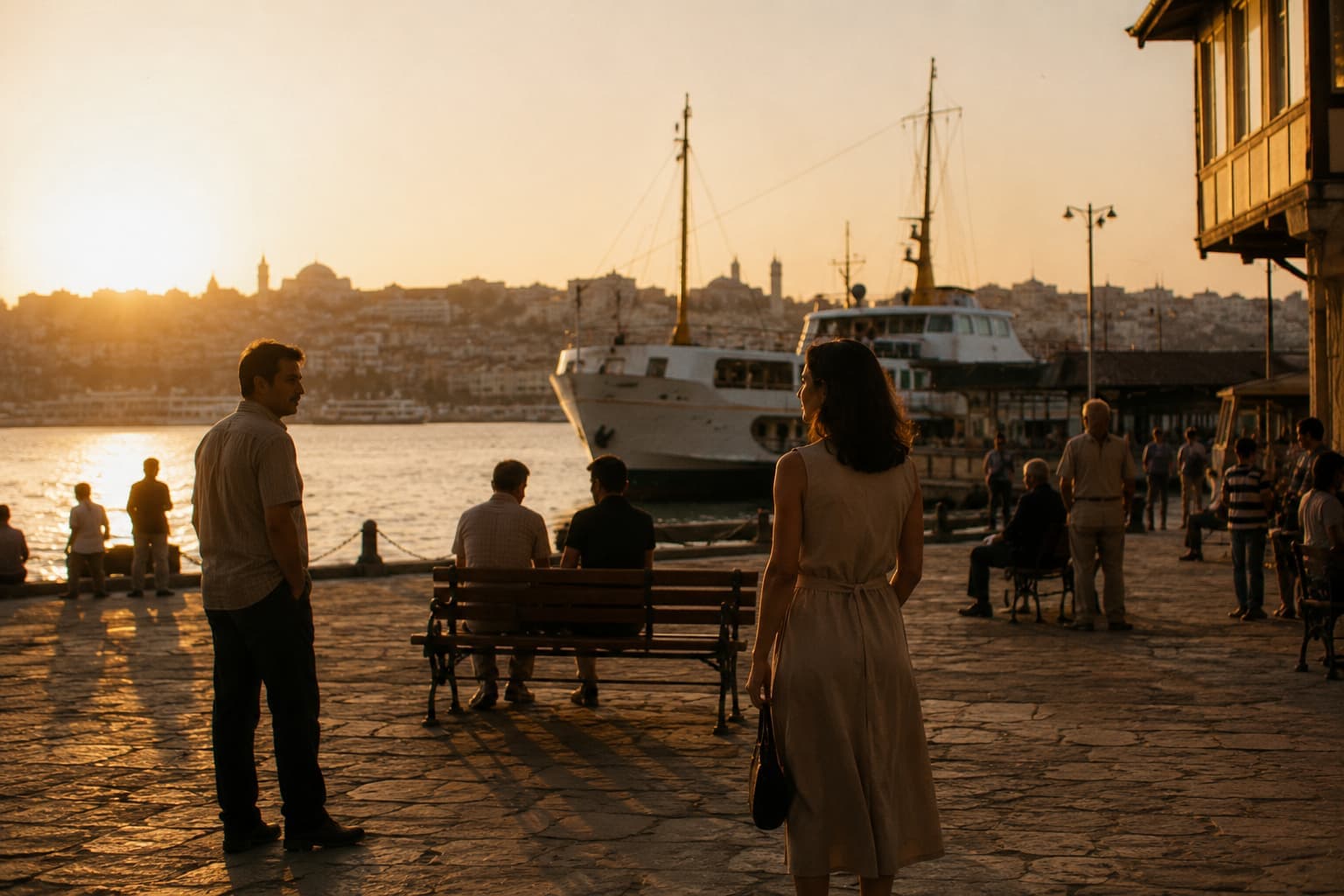 Ferry Pier Squares And Wordless Meetings
