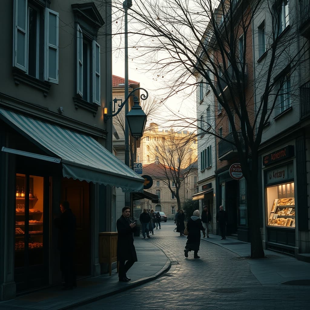 An old neighborhood street becoming lively before iftar in early spring