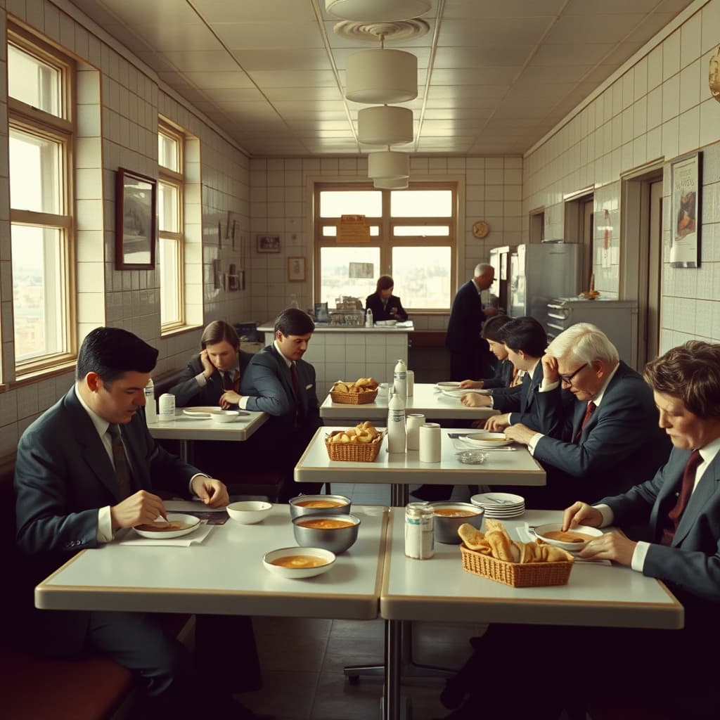 Civil servants eating lunch in a nostalgic old city restaurant