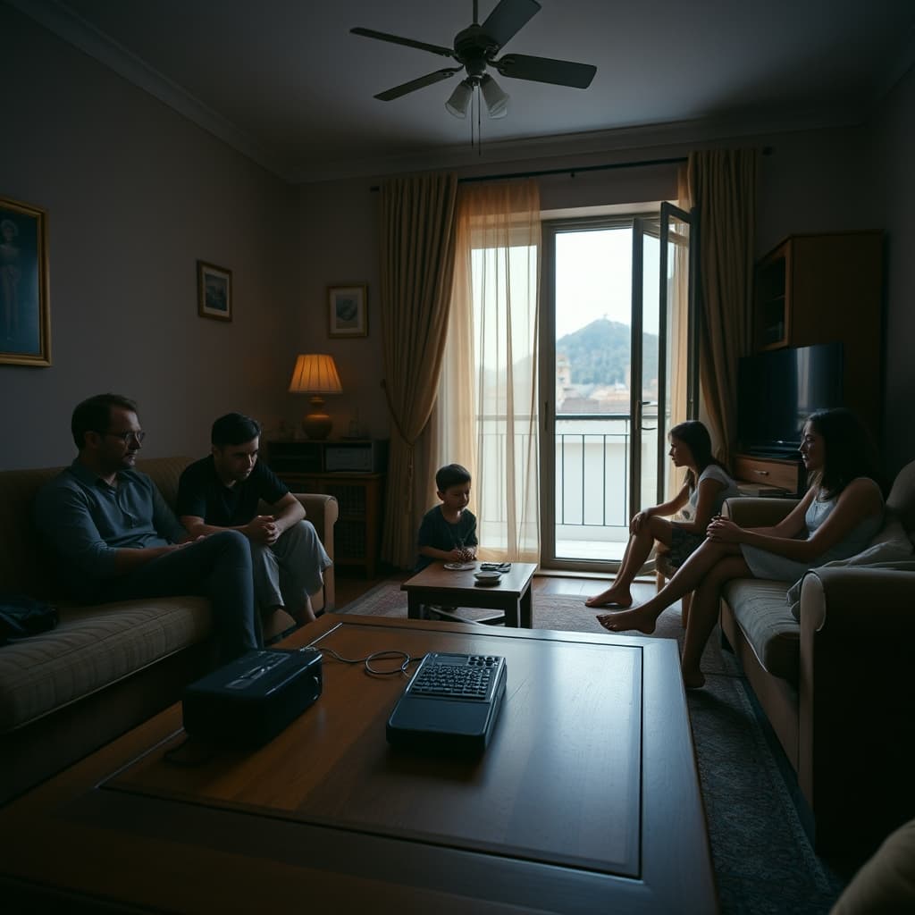 the Quiet Excitement of Families Gathered in the Living Room and the Pager Device: It Tells of the Unforgotten Thrill of the Analog Age Like a Family Memory That Never Fades on Windy Balconies