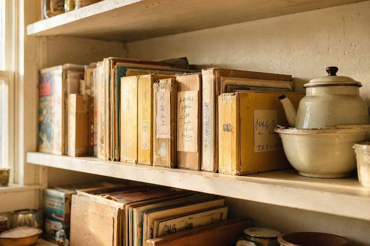 Record Boxes And Kitchen Shelf Memories