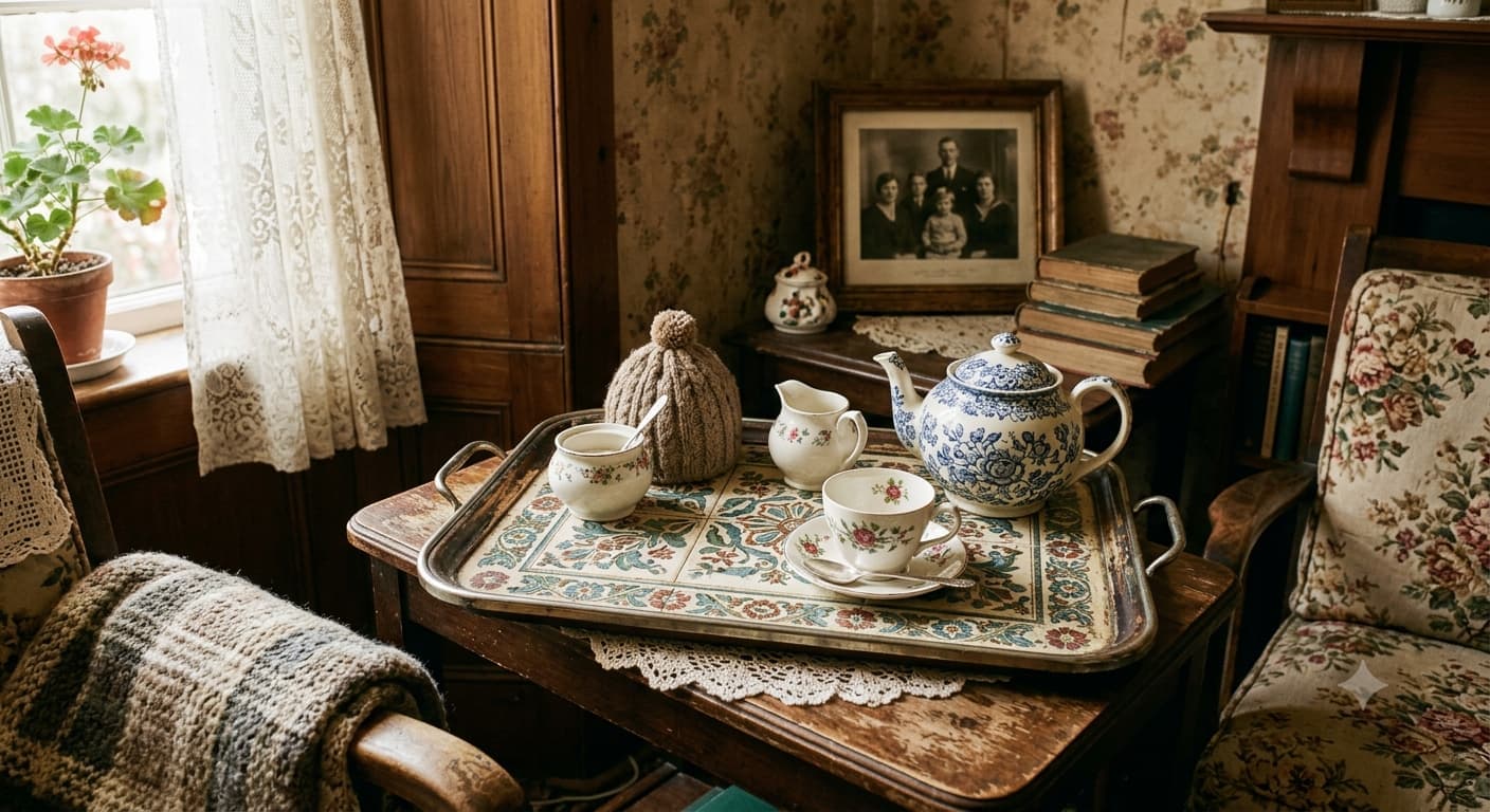 Patterned Tea Trays At Grandmother’s Home