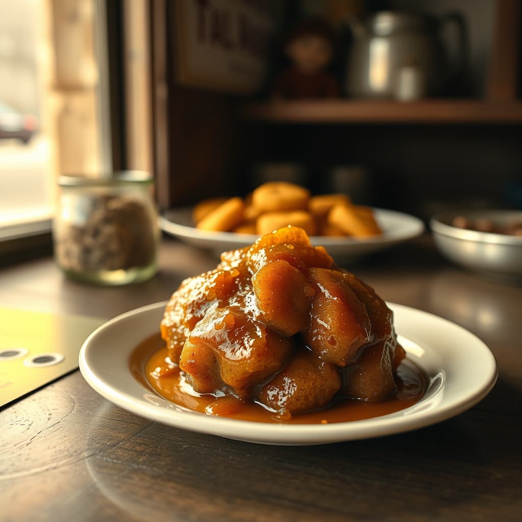 caramelised kazandibi served on a simple plate in an old pudding shop
